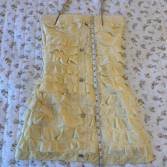 NWT Juju Butter Yellow Sleeveless Ruffle Mini Dress Size XS-S Jeweled Button-Up - Picture 7 of 9